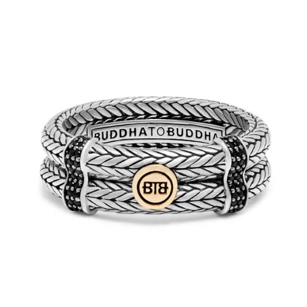 Buddha to Buddha - 842 18 Ellen Double Limited Edition Zilveren Ring met 14kt geelgoud - 001J028420118