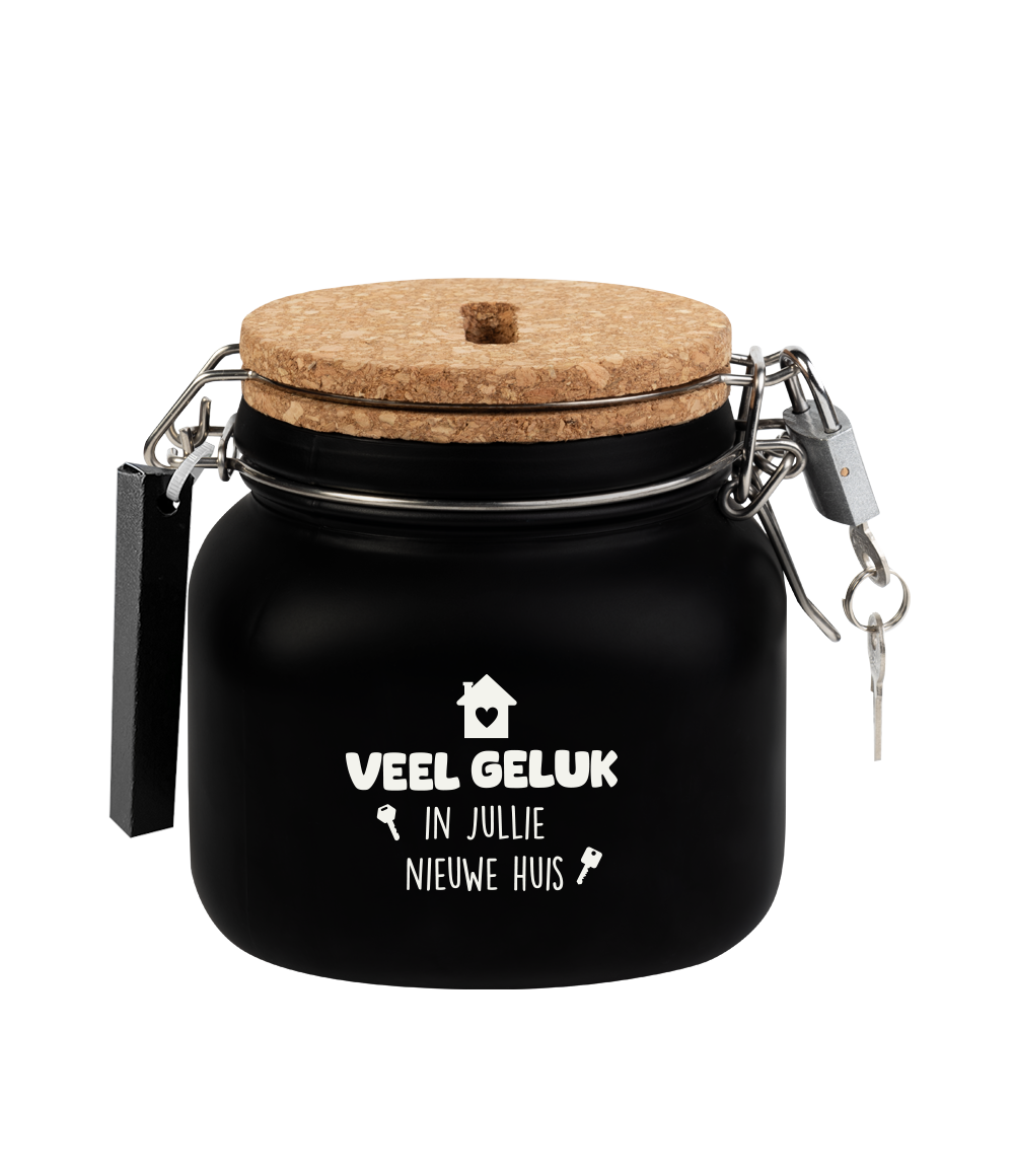 De luxe spaarpotten van Paper Dreams zijn perfecte cadeaus voor bijvoorbeeld Vaderdag, Moederdag of een verjaardag. Deze luxe spaarpot - nieuwe huis is gemaakt van glas, is zwart van kleur.