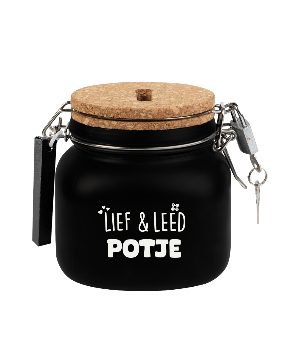 De luxe spaarpotten van Paper Dreams zijn perfecte cadeaus voor bijvoorbeeld Vaderdag, Moederdag of een verjaardag. Deze luxe spaarpot - lief en leed is gemaakt van glas, is zwart van kleur en is.