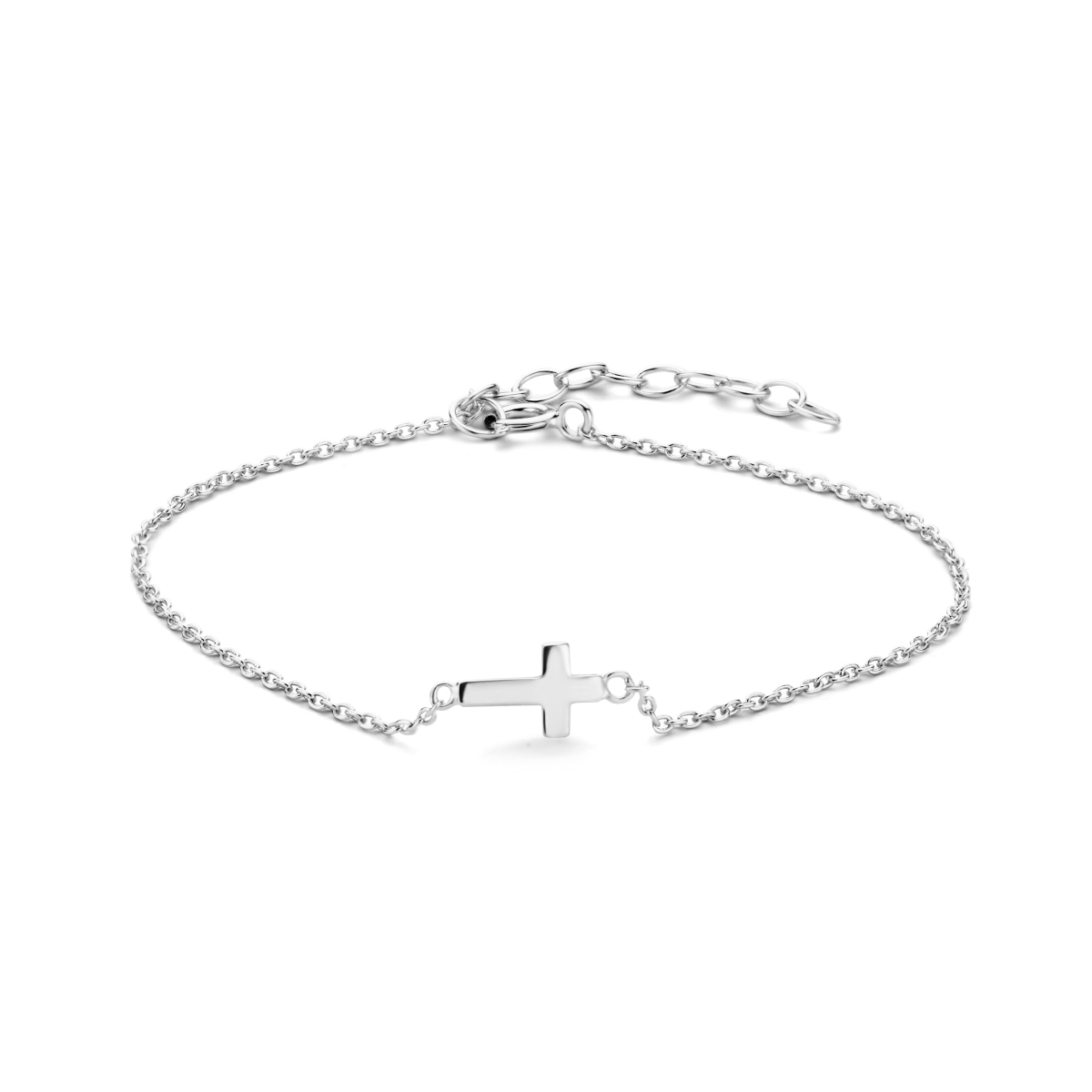 zilveren armband, anker+kruisje 16+3cm