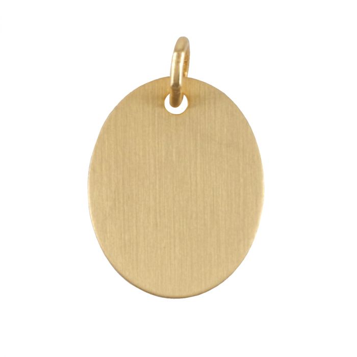 Graveerplaatje 15.0 x 12.0 mm ovaal met oog 14 karaat geelgoud
