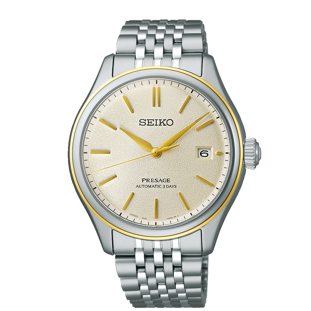 Het 6R55 Seiko kaliber met datumweergave is een mechanisch kaliber. Het horloge laadt zich tijdens het dragen automatisch op door het omzetten van de arm- en polsbewegingen van de drager in energie. Beweging van het horloge zorgt ervoor dat de hoofdveer van het horloge wordt opgewonden. Deze veer is de energiebron. Handopwinding is ook mogelijk. Wanneer het horloge volledig is opgeladen heeft het een gangreserve van ca. 72 uur. Het tikgetal van deze automaat is 21.600 per uur en het horloge heeft 24 jewels.
Het 6R kaliber wordt volledig in-house vervaardigd.