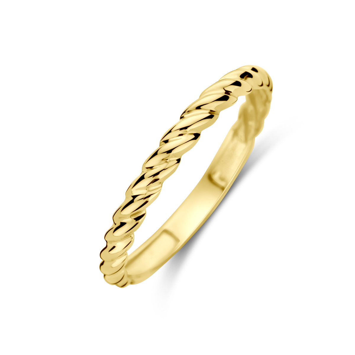 14k Geelgouden ring met een breedte van 2.5mm.
