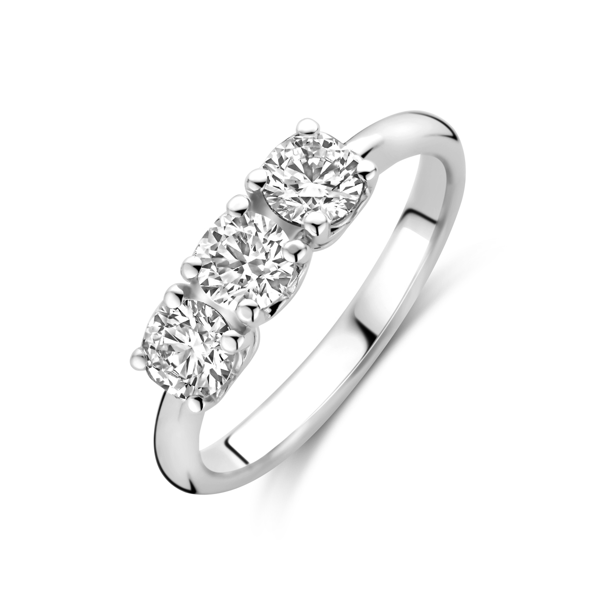 Huiscollectie - 14k Witgouden ring uitgevoerd met lab grown diamant. De ring heeft een breedte van 4.5mm. Het diamantgewicht is 0.90ct - 4106398