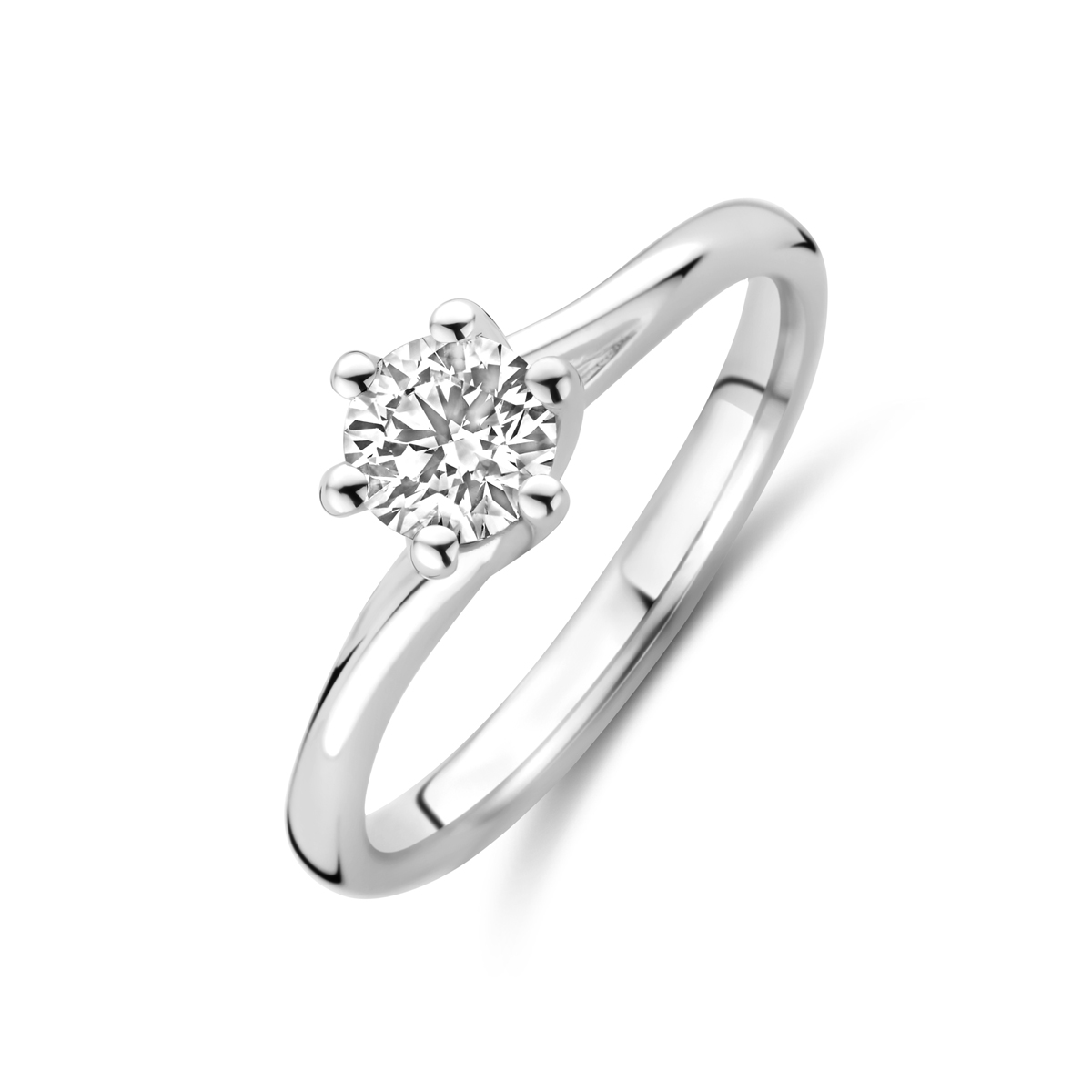 Huiscollectie - 14k Witgouden ring uitgevoerd met lab grown diamant. De ring heeft een breedte van 6.5mm. Het diamantgewicht is 0.50ct. Cert: IGI LG642406437 - 4106409