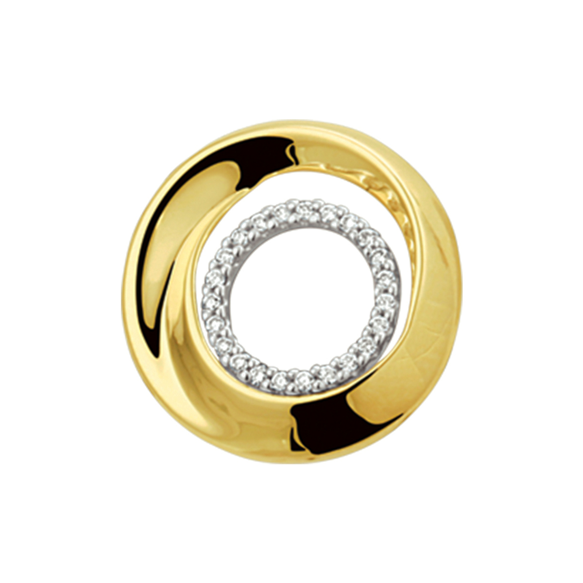 Gouden 14kt. bicolor hanger met diamant 0.10ct (h-si) in cirkelvorm