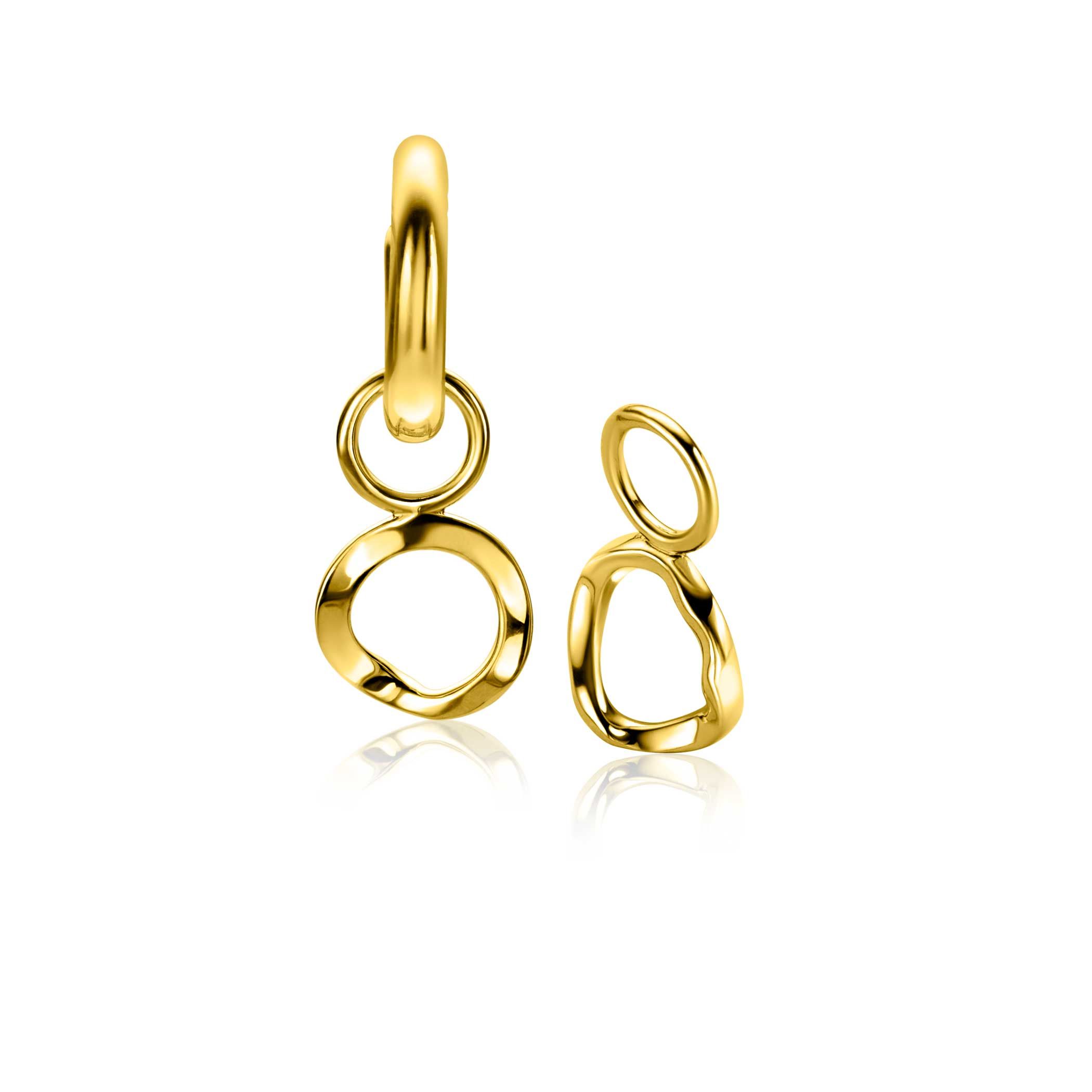 ZINZI gold plated zilveren oorbedels (8mm) met organisch gevormde open rondjes met een twist. De oorringen zijn niet bij de prijs inbegrepen. Vervaardigd van eerste gehalte zilver (925) en extra geel verguld.
