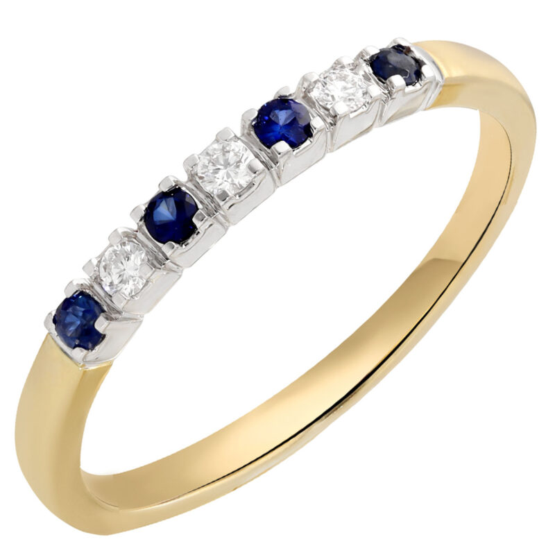 BICOLOR RING MET DIAMANT EN SAFFIER