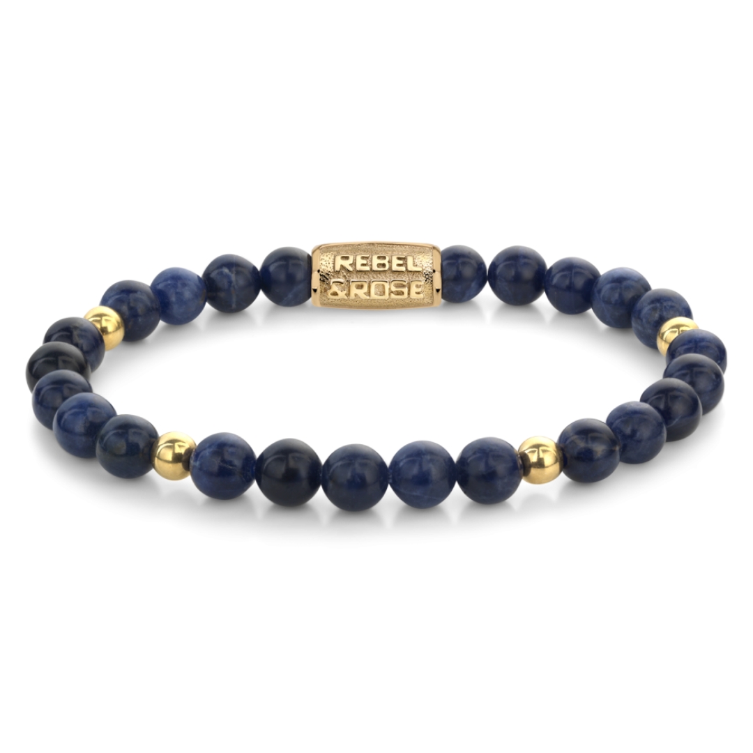 Rebel & Rose - More Balls Than Most - Midnight Blue - yellow gold ionplated - 6mm - Small - RR-60137-G-S