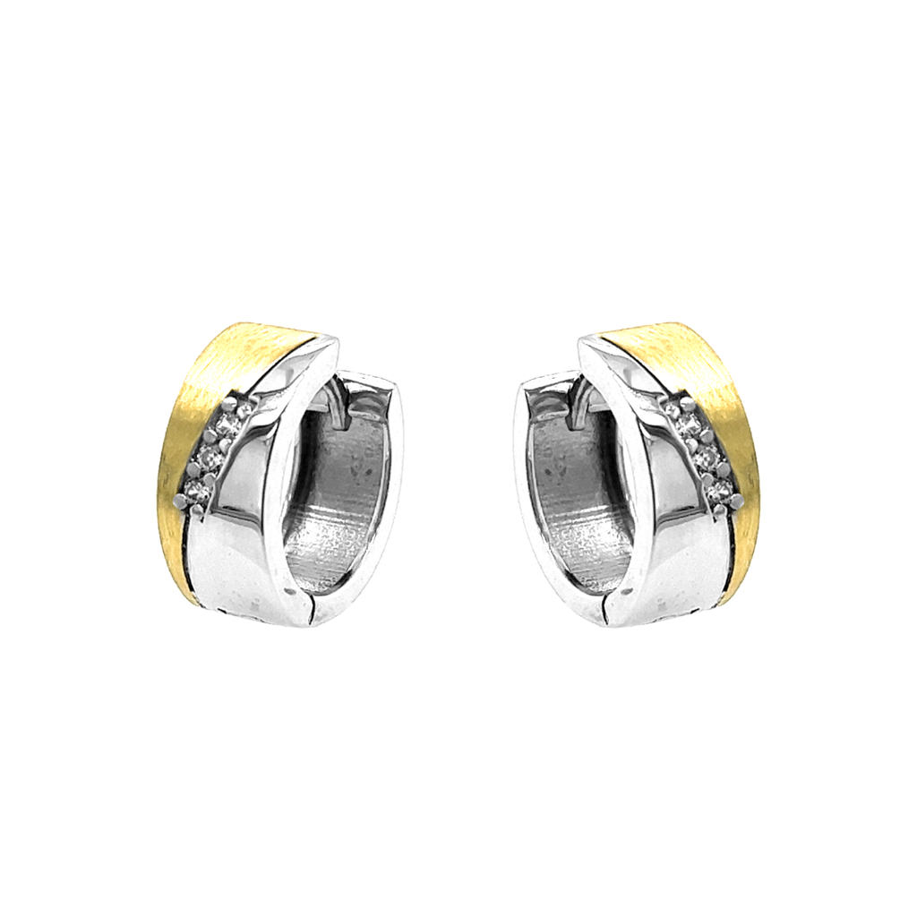  Bicolor zilveren klapoorringen Fantasie met Zirkonia stenen