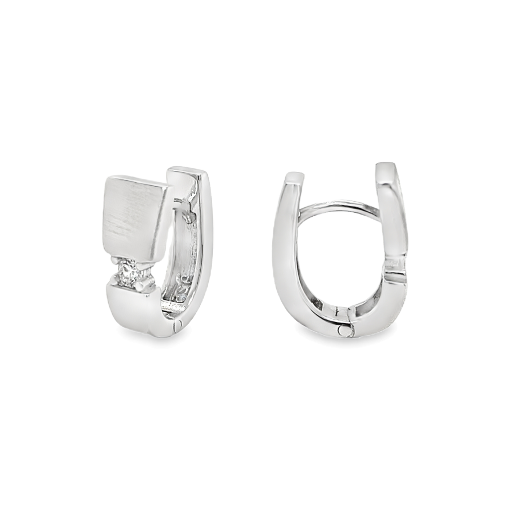 Zilveren klapoorringen mat/ glans met Zirkonia