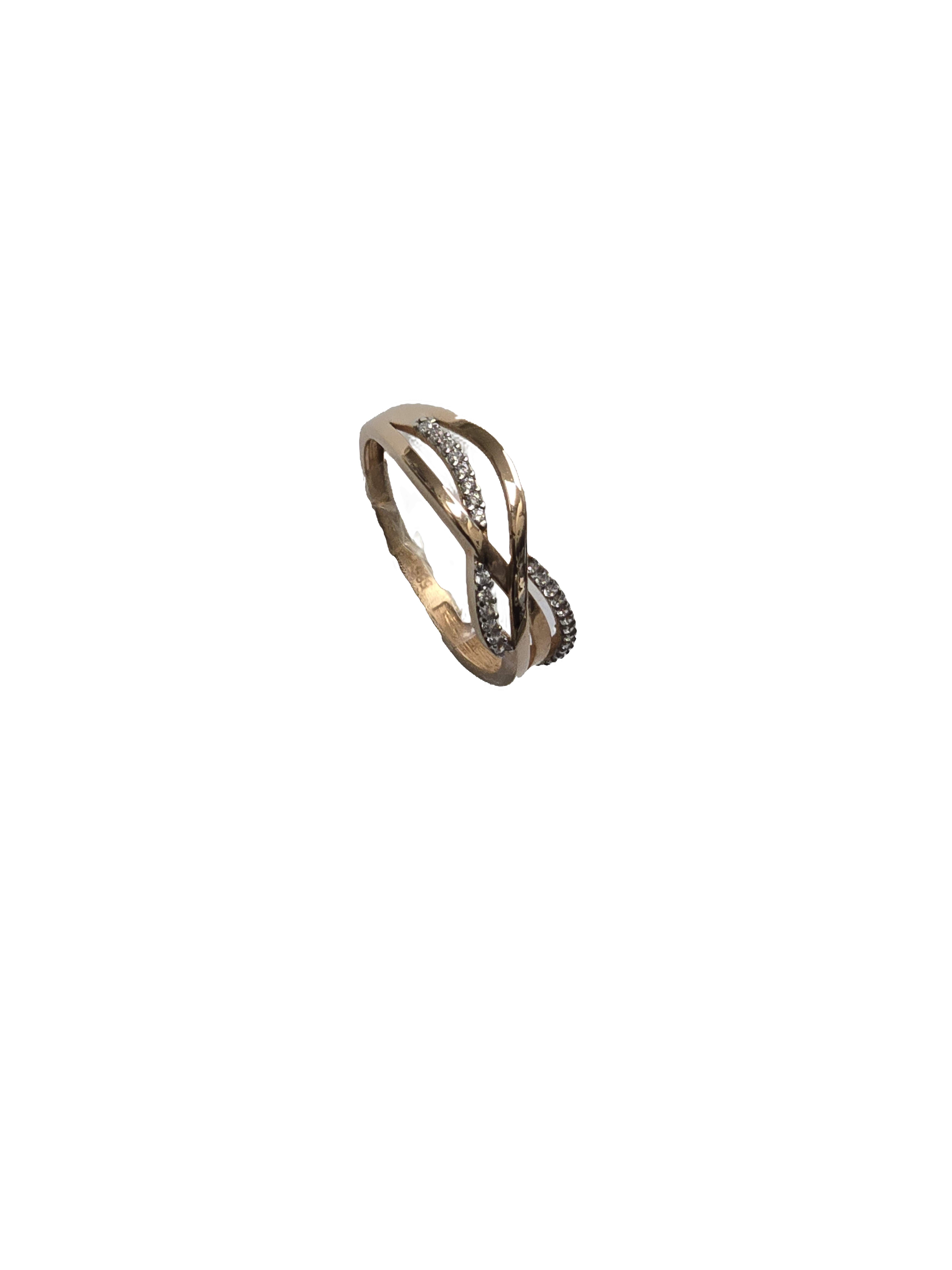 Gouden rosé kleurige ring met zirkonia