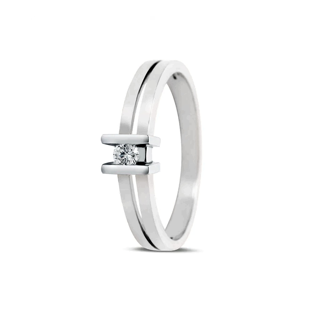 Witgouden ring met 0.02 ct. briljant