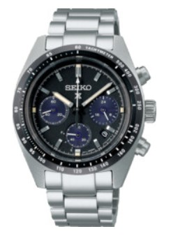 Seiko herenpols horloge Prospex Solar model SSC819P1. Edelstalen kast 39 mm met edelstalen band met klapsluiting. Chronograaf funktie, zwart wijzerplaat en zwarte  lunette rand. 10 ATM waterdicht.