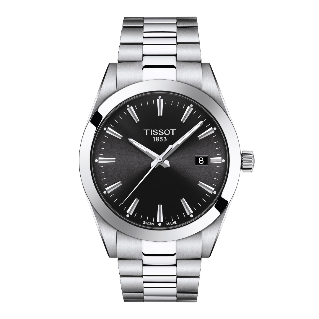 Tissot - Gentleman, Quartz, 100 meter WR, Saffierglas, Zwarte wijzerplaat - T1274101105100