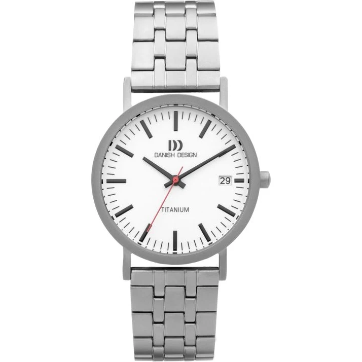 Dit Danish Design IQ92Q199 Rhine Medium herenhorloge heeft een prachtige strakke combinatie van kleuren. De edelstalen kast van 35 millimeter loopt over in de armband met vouwsluiting met drukknoppen. De kast ligt om een witte wijzerplaat met zwarte wijzers die tijd en datum toont. Dit horloge is regen- en spatwaterdicht.