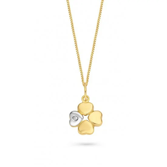 Joy & Julia 294.127.00 Hanger/Bedel Bi Color Klavertje 4 met Zirkonia
