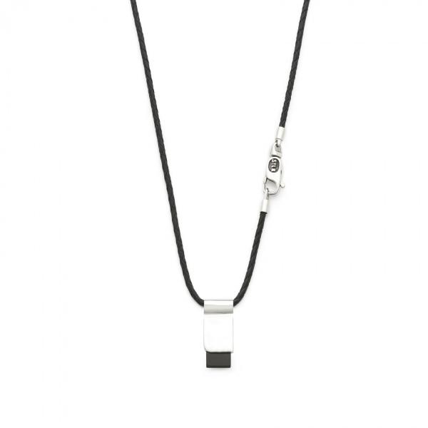 S!lk Zwart leren collier met hanger 60cm
