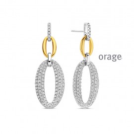 Oorringen in bi-color zilver met zirconia 