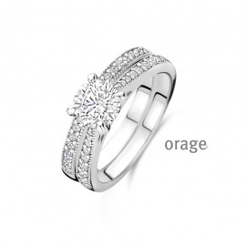 Dubbele ring in zilver met zirconia 