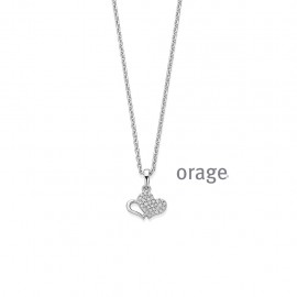 Ketting in zilver met hartje met zirconia