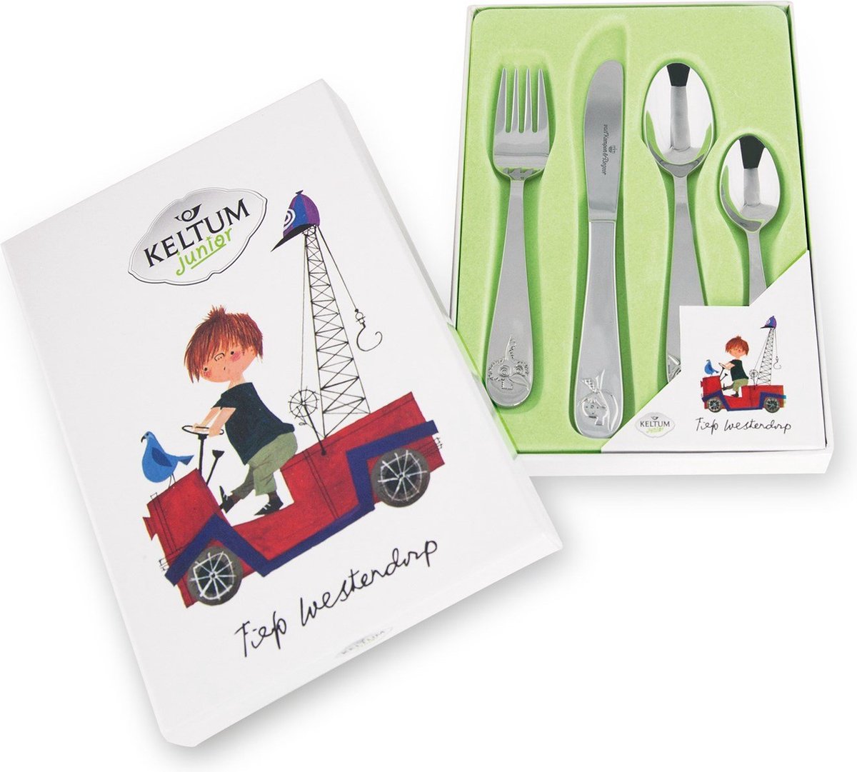 Kinderbestek met de vrienden van Pluk van de Petteflat erop. Het setje bestaat uit een vork, mes en 2 lepels. Gemaakt van goede kwaliteit staal en vaatwasmachinebestendig.