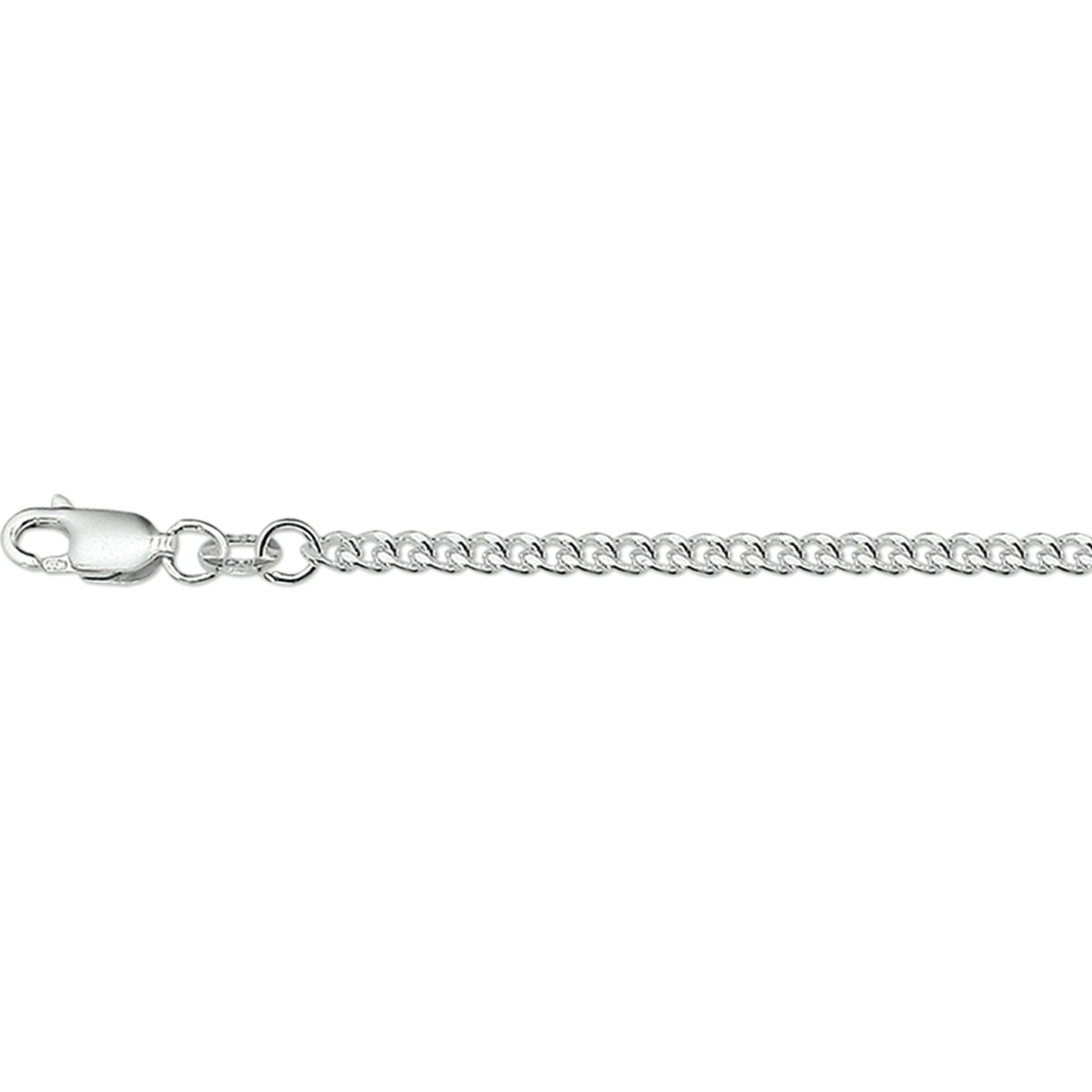 Zilveren collier in een gourmet schakel. Het collier heeft een lengte van 60centimeter en een breedte van 2,6 millimeter.