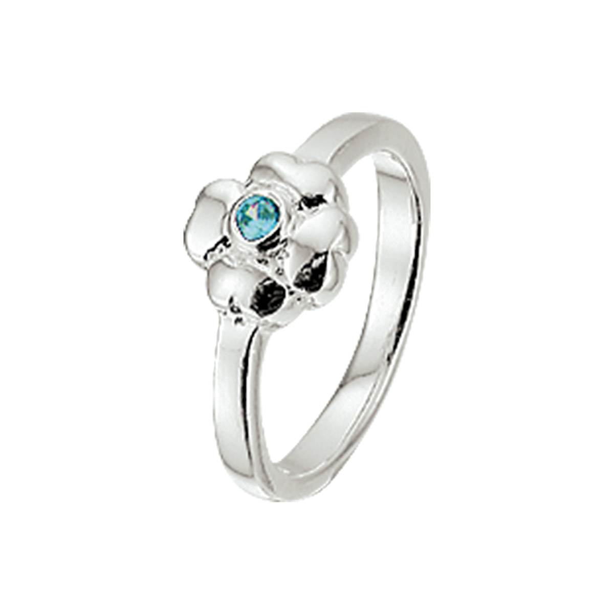 ring bloem blauw zirkonia zilver wit