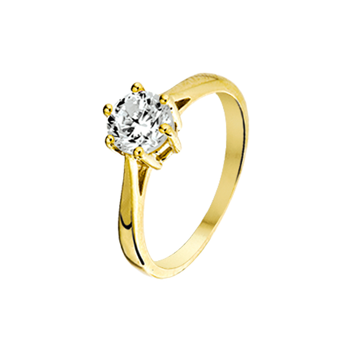 Geelgouden ring met labgrown diamant 0,75ct. G VSI