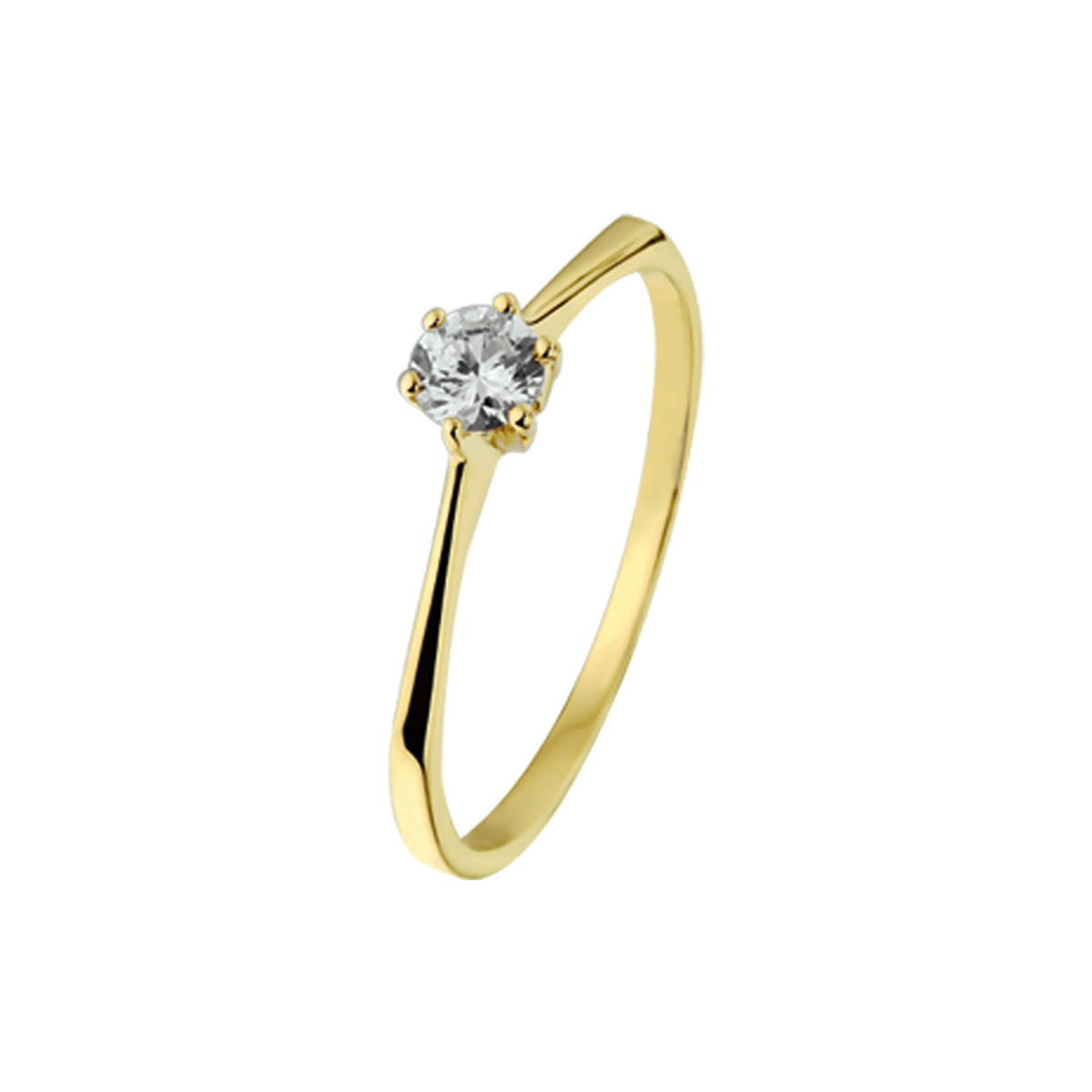 Geelgouden ring met zirkonia.