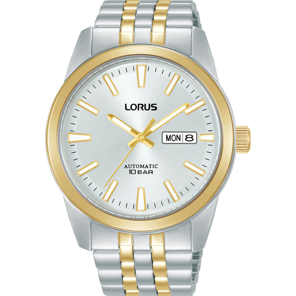 Dit is een herenhorloge van het merk Lorus. Het is een analoog horloge gemaakt van bicolour. De diameter van de kast is 42 mm en de kast is 12 mm dik.
De verdere specificaties van het horloge zijn als volgt:
Kastvorm: rond
Kastkleur: goudkleurig
Kastmateriaal: bicolour
Sluiting: vouwsluiting met drukker
Wijzerplaatkleur: wit
Glassoort: hardlex mineraal glas
Waterdichtheid: 10 ATM
Techniek: automaat