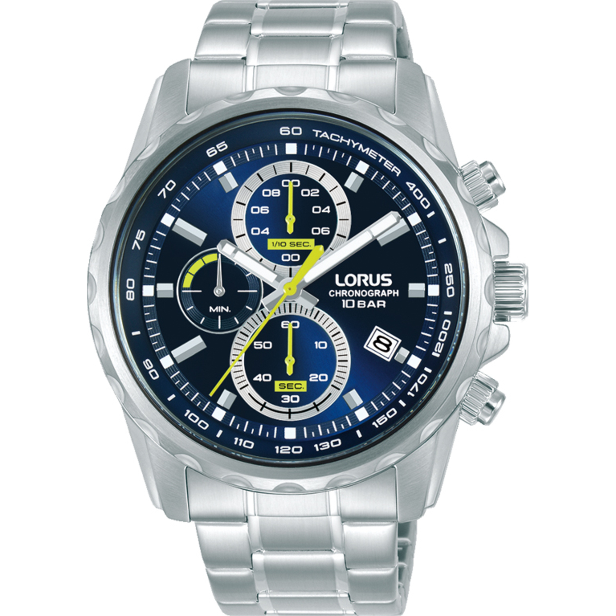 Dit is een herenhorloge van het merk Lorus. Het is een chronograaf horloge gemaakt van staal. De diameter van de kast is 43 mm en de kast is 11.4 mm dik.
De verdere specificaties van het horloge zijn als volgt:
Kastvorm: rond
Kastkleur: zilverkleurig
Kastmateriaal: staal
Sluiting: vouwsluiting met drukker
Wijzerplaatkleur: blauw
Glassoort: hardlex mineraal glas
Waterdichtheid: 10 ATM
Techniek: quartz