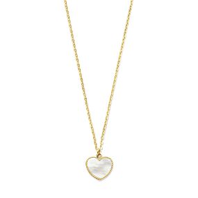 geelgouden collier met hartje parelmoer 40-42cm