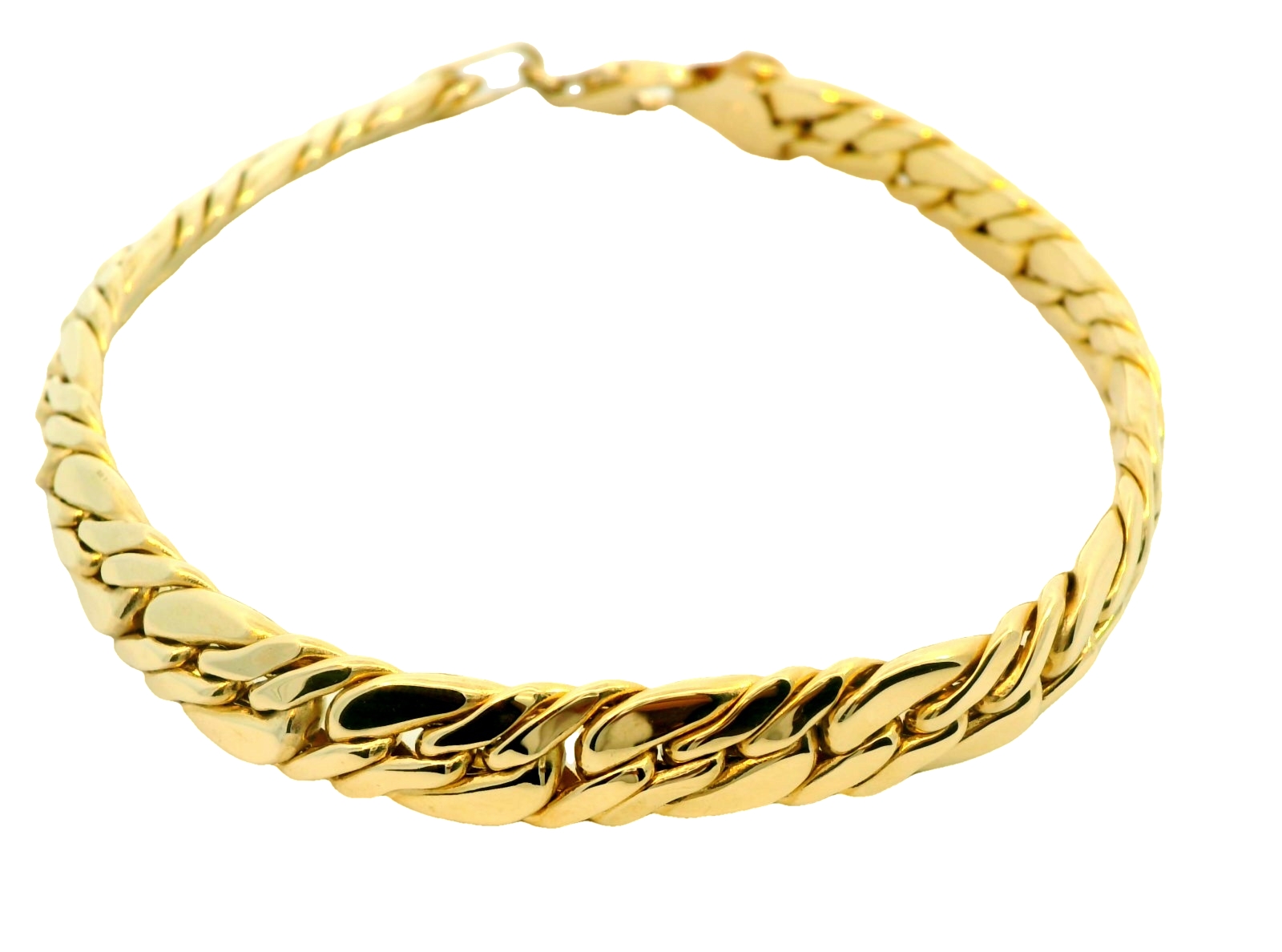 Deze uniseks geelgouden armband van 14 karaats (15.19 gr) is een tijdloos sieraad van hoge kwaliteit. De armband is subtiel en stijlvol, perfect voor zowel mannen als vrouwen. Draag hem alleen als statement stuk of combineer hem met andere armbanden voor een trendy look. De armband is verstelbaar, waardoor hij perfect past om elke pols. Een must-have voor elke sieradencollectie.