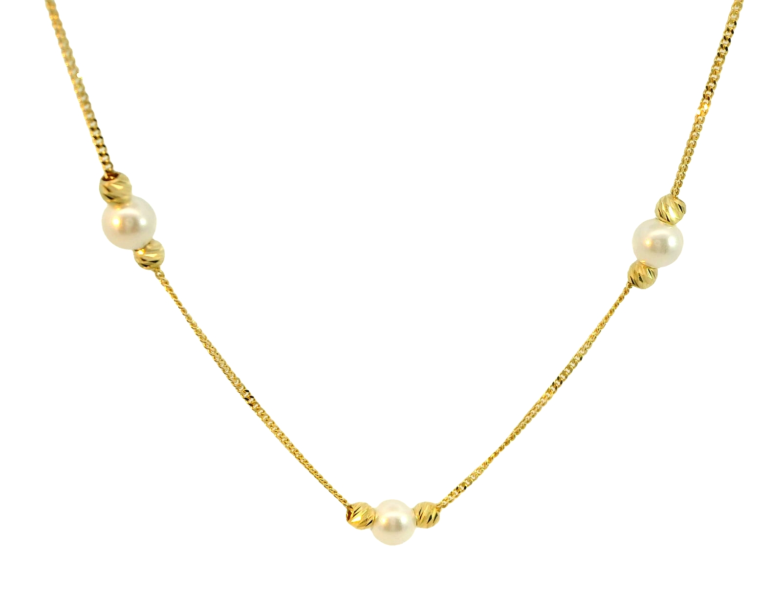 Dit prachtige geelgouden collier van 14 karaat is versierd met elegante parels en gouden kralen, perfect voor dames die houden van tijdloze stijl. Draag dit collier alleen voor een subtiele en klassieke look, of combineer het met andere sieraden voor een meer opvallende uitstraling. De verfijnde details en hoogwaardige materialen maken dit collier een waardevolle toevoeging aan elke sieradencollectie. Koop nu en straal in stijl!