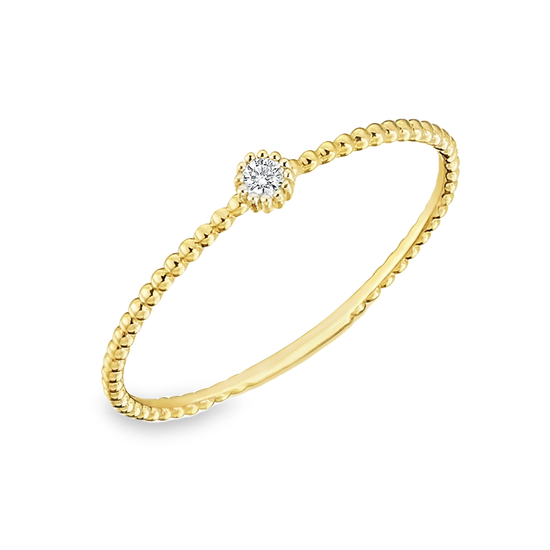 Geelgouden Bolletjesring met Diamant 0,03 karaat VS/GH