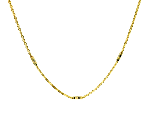 Dit prachtige geelgouden collier van 14 karaat (3.04 gr) is een fantasierijke toevoeging aan elke outfit. De unieke vormen en details maken het een echte eyecatcher. Draag het collier op zichzelf voor een elegante look, of combineer het met andere sieraden voor een meer gedurfde uitstraling. Hoe dan ook, dit collier zal zeker de aandacht trekken. Bestel vandaag nog en voeg wat extra glans toe aan je collectie!
Verkrijgbaar vanaf 40cm!