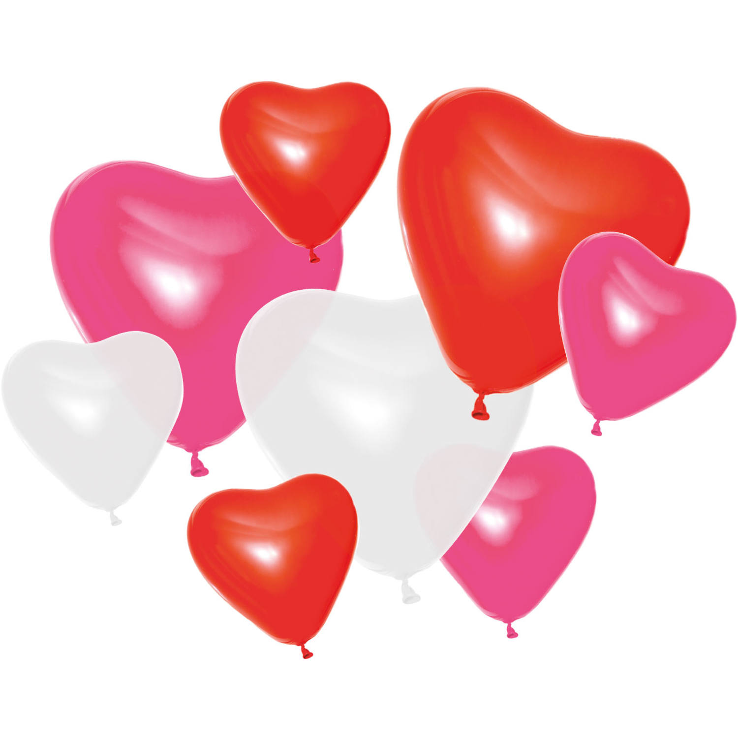 Hartvormige Ballonnen Set - 8 stuks. Inhoud: 8 latex ballonnen. Bijvoorbeeld te gebruiken tijdens de volgende feestgelegenheid/feestgelegenheden: Valentijnsdag, Moederdag, bruiloft. De 3 grote ballonnen zijn 10 inch/25 cm en de 5 kleine ballonnen zijn 6 inch/16 cm. Het artikel is gemaakt van latex en geschikt voor helium.
