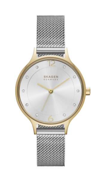 Skagen dames pols horloge staal met stalen band bicolor uit de collectie Anita Lille.