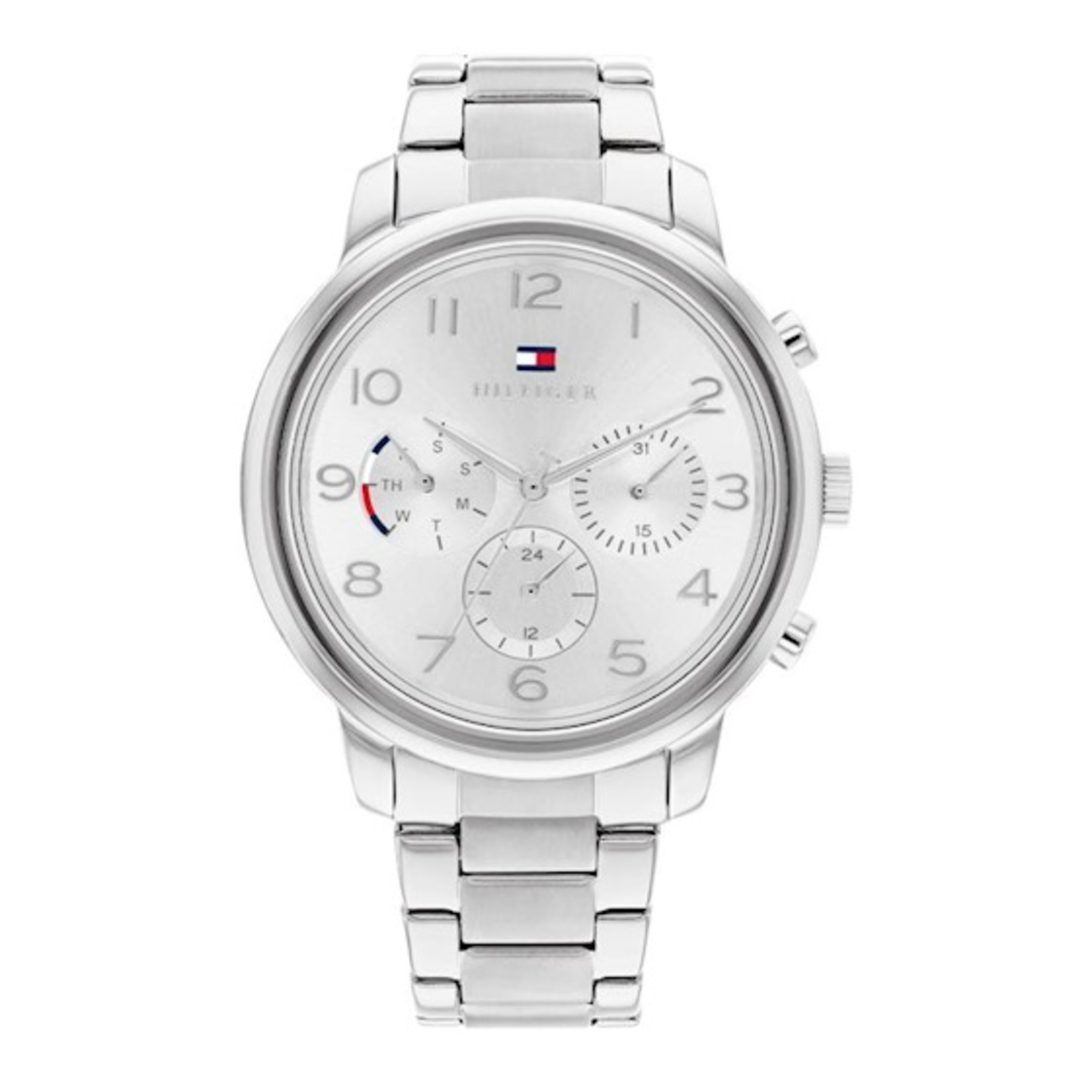 Dit dameshorloge van Tommy Hilfiger behoort tot de Isabel collectie. Het model met het referentienummer TH1782523 is voorzien van een Quartz-uurwerk en is geplaatst in een edelstalen horlogekast. Op de zilverkleurige wijzerplaat is de juiste tijd af te lezen, welke analoog wordt weergegeven. Aan de ronde horlogekast van 38 mm. is een geschakelde edelstalen horlogeband bevestigd, welke voorzien is van een vouwsluiting met daarop het Tommy Hilfiger logo.