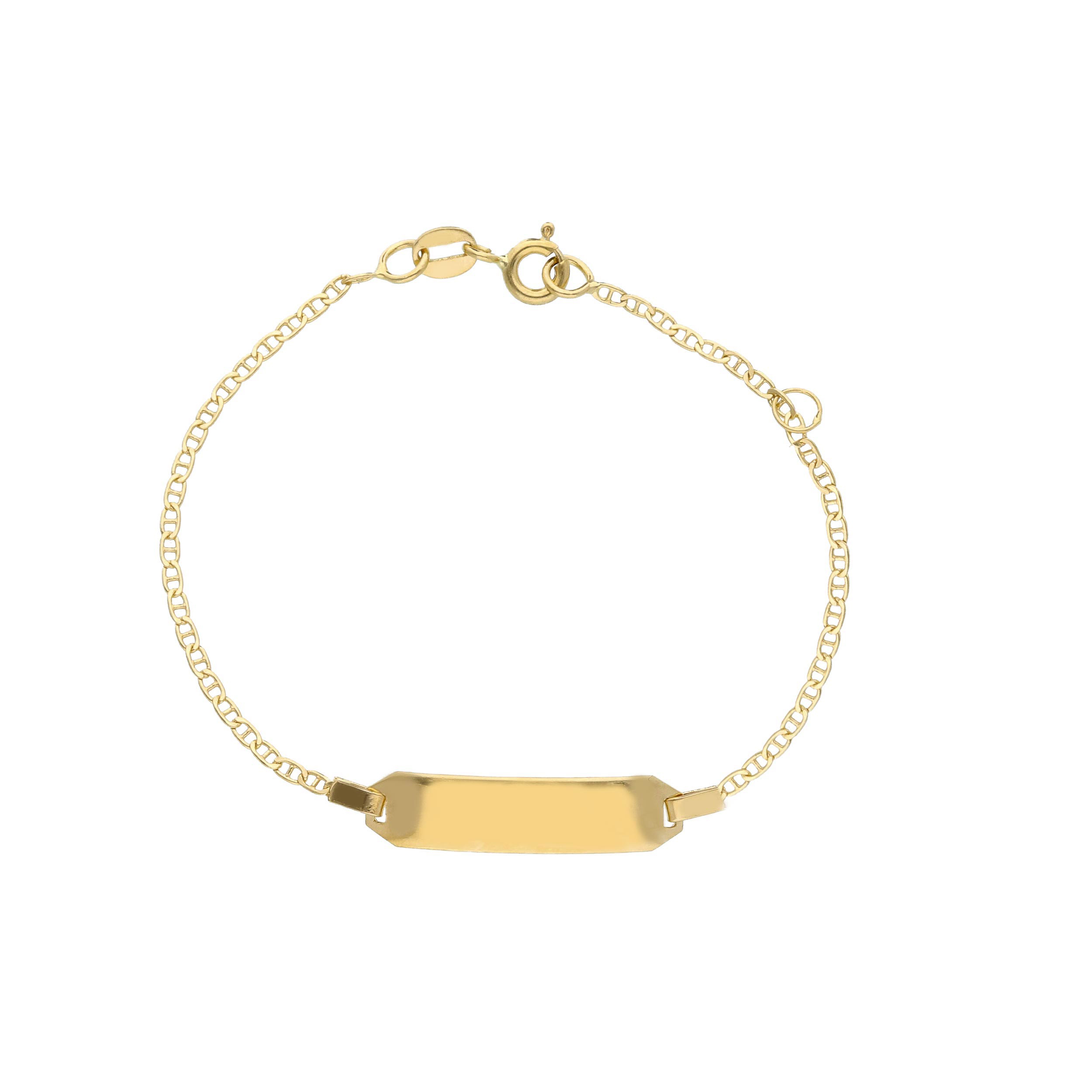 Dit prachtige geel gouden graveerarmbandje in 18 karaat. Gepersonaliseerd met een gravure van jouw keuze, maakt het een uniek en persoonlijk accessoire. 