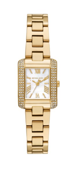 Michael Kors dames pols horloge staal met stalen band goudkleurig uit de collectie Emery.