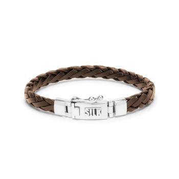 lederen Silk armband, model 766 cognac leer 20cm
