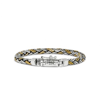 Massief zilveren armband tweekleurig met messing model 281 op 19 cm