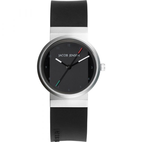 Dit Jacob Jensen horloge heeft een kast gemaakt van Titanium met een diameter van 28.5 mm en is voorzien van een Rubber band. In de kast bevindt zich een Ronda kwaliteitsuurwerk en is afgewerkt met Saffierglas.

Het horloge is 3ATM. Dit betekent dat het horloge spatwaterdicht is.. Verder wordt het horloge geleverd met 2 jaar garantie.
