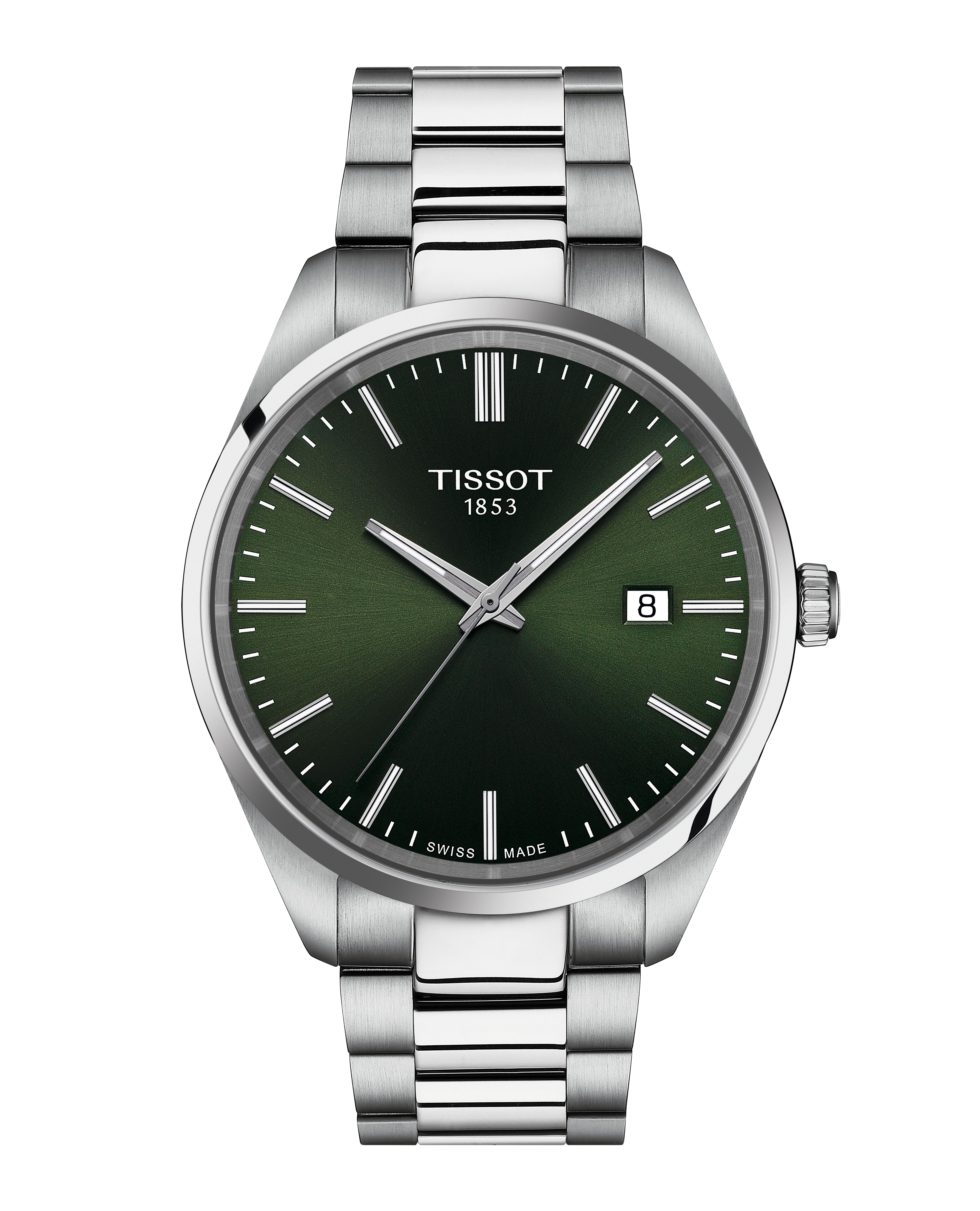 Tissot PR100 - staal heren horloge met groene wijzerplaat, 100m WR, Saffierglas, Quartz - T1504101109100