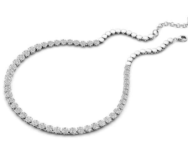 Zilveren collier volledig in zirconium silver rose