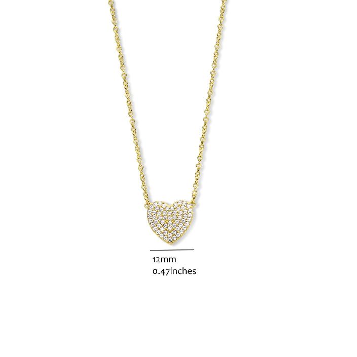 Zilveren ketting plaqué pavé zetting hartje