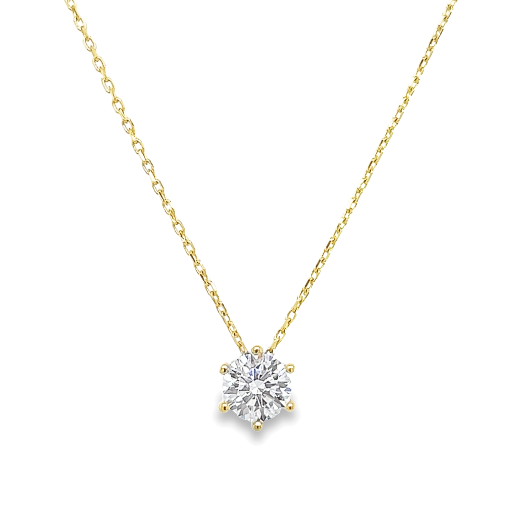 Geelgouden collier met 5MM Zirkonia in 6-poot 42-44CM