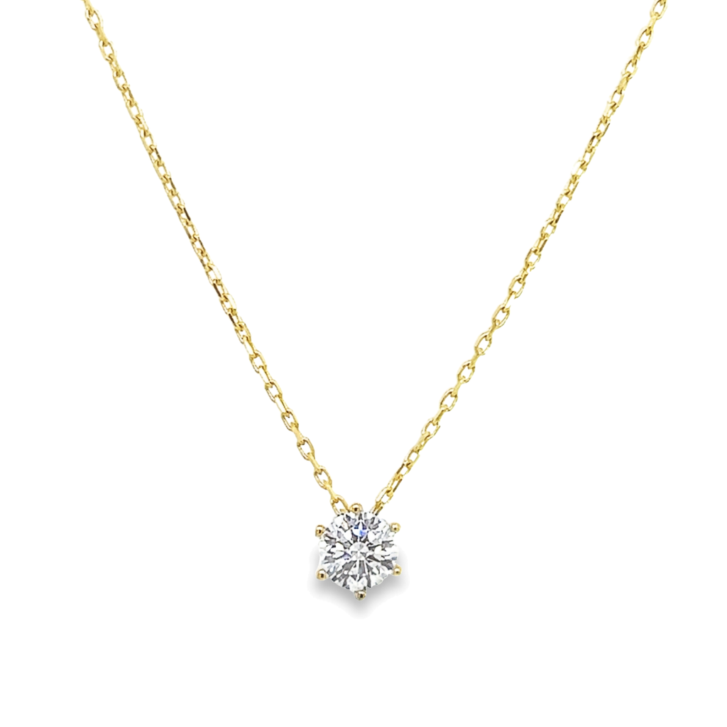 Geelgouden collier met 4MM Zirkonia in 6-poot 42-44CM
